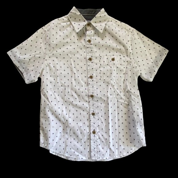 boys button shirt sz S small 8Distortion white‎ palm tree print - Picture 1 of 5
